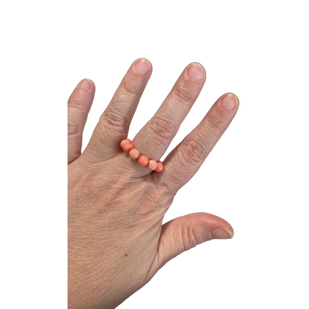 Handmade coral pink bead ring size 8.5